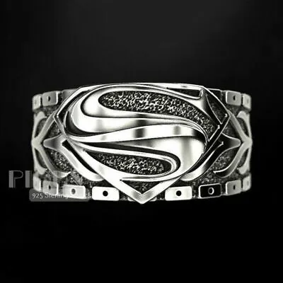 Fashion Superman Silver Rings For Women/Men Jewelry Party Band Ring Size 6-11 • $2.13