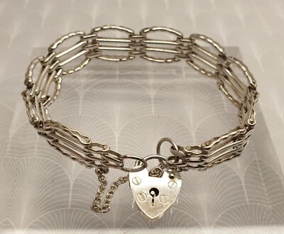 £39.99 • Buy Vintage 925 Sterling Silver Four Bar Gate Bracelet - Hallmarked London 1975