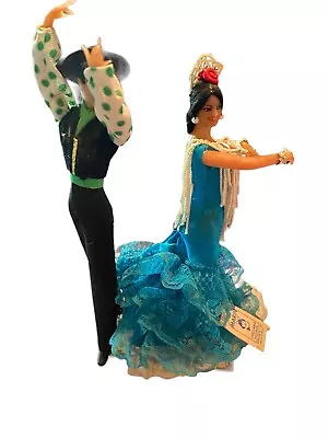 Marin Chiclana Spanish Flamenco 8.25” Dancers Doll Set Blue Dress Vintage Dolls • $35