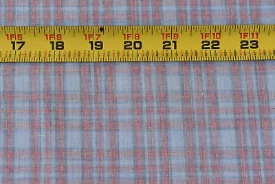 By 1/2 Yd Vintage/Dusty Pink & Blue Plaid Lt-Weight Woven Cotton ShirtingP4214 • $4.75