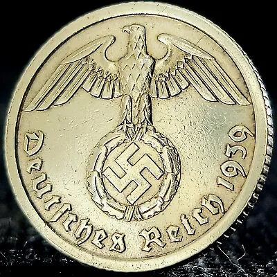 Nazi Germany *Beautiful* Genuine Third Reich WW2 10 Reichspfennig (Pfennig) Coin • £9.72