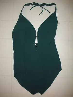 Amoressa Miraclesuit Green Northern Lights Lyra 1 Pc Halter Swimsuit Sz 10 NWT • $59