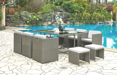 £499.99 • Buy Rattan Garden Furniture 11pc Cube Set Outdoor Conservatory Patio Dining Set