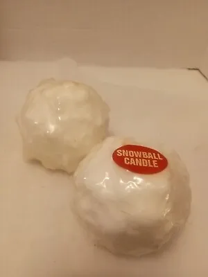 Vtg Old Harbor Candles Snowball Candle Set Of 2 White 3 1/2  Diameter NEW USA • $5