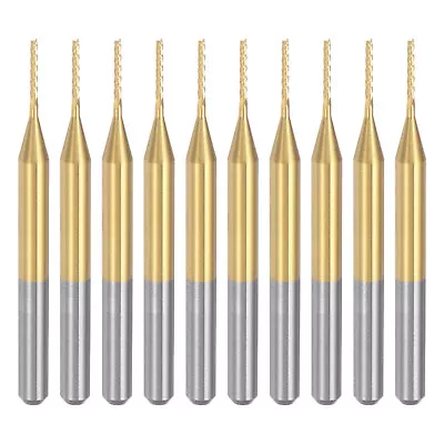 10pcs 0.8mm Titanium Coat Carbide End Mill Engraving CNC Router Bits 1/8  Shank • $16.85