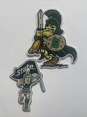 2 MSU Michigan State Spartans Embroidered Iron On Patches 3.5 & 3 X 2” Patch Lot • $10.69