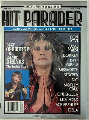 Hit Parader Magazine June 1987 Randy Rhoads Bon Jovi Ace Lita Giant Posters! • $13