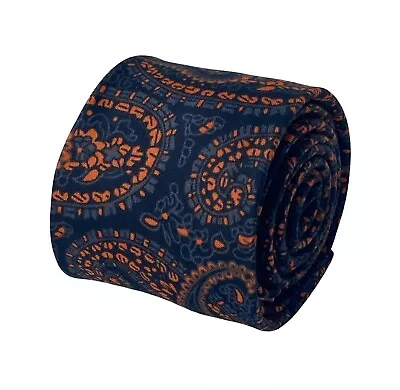 Frederick Thomas Designer - Black & Orange Paisley Mens Classic Width Cotton Tie • £15.99