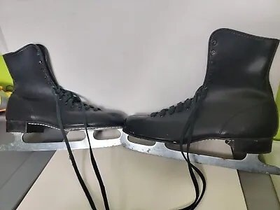 Vintage Imperial Tempered Steel Ice Skates Black Mens Size 11 Womens Size 13 VTG • $38.49