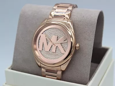 New Authentic Michael Kors Janelle Rose Gold Crystals Pave Women's Mk7312 Watch • $119.99