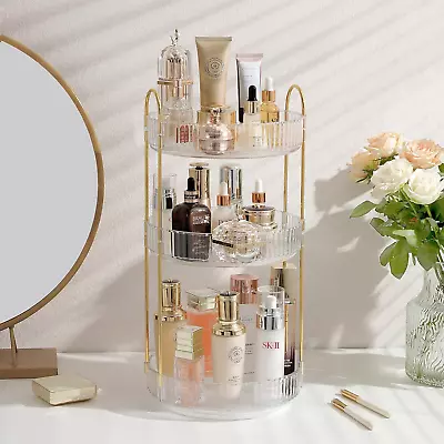 Rotating Makeup Organizer For Vanity Large Skincare Make Up Storage Perfume Org • $38.38