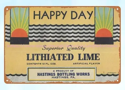 HAPPY DAY LITHIATED LIME SODA DRINK HASTINGS PA Tin Sign Wall Posters • $18.89