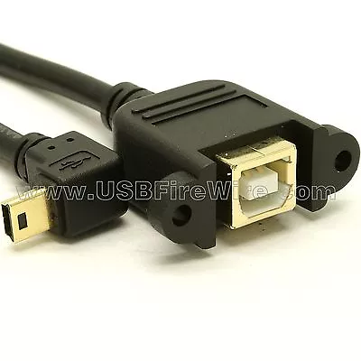 USB 2.0 Down Angle Mini-B To B Female Extension Cable - Panel Mount • $15.35