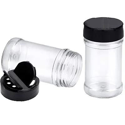 Plastic Spice Jars Shaker Black Flip Top Lid Herb Powders Glitter Storage 270ml • £11.50