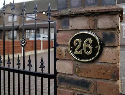 Deluxe Polished Brass & Black Oval House Number Signs 1 - 49 • £19.99