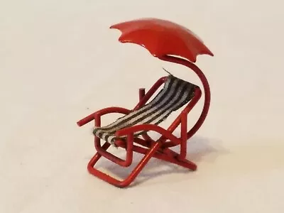 Miniature Doll House Furniture: Red Metal Beach Umbrella Chair • $9.95