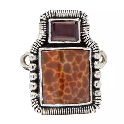 Tabra 925 Silver Garnet And Coral Connector Charm RARE From Esme's Vault OOK300 • $224