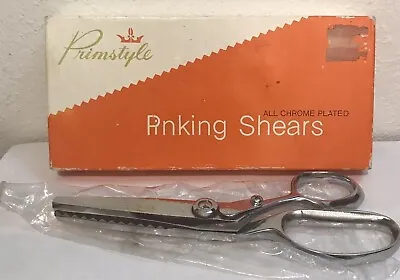Vintage Primstyle 7  Pinking Shears - All Chrome Plated Made In Japan With Box • $13.95
