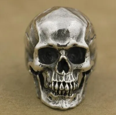 Huge Skull Ring Sterling Silver Skull Jewelry Motorcyclist Ring Biker Ring • $7