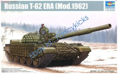 Trumpeter 01555 1/35 Scale Russian T-62 ERA Mod.1962 Tank Model Kit • $34.88