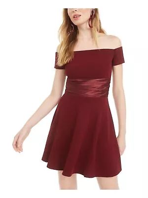 B DARLIN Womens Burgundy Short Sleeve Short Cocktail Dress Juniors 34 • $4.24