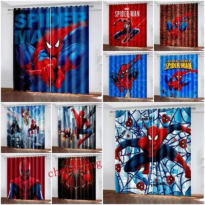 Marvel Spiderman Made Pair Thick Thermal Blackout Curtains Ring Top Eyelet Gifts • £22.36