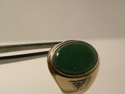 Men's Large Nephrite Jade & Diamond Ring • $1850
