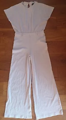 Misguided - Fine Pleat Knit Wide Jumpsuit Size 10 - Lilac Grey - Short Sleeves  • £4