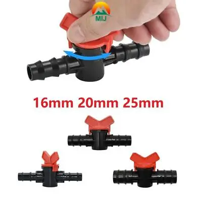 £6.85 • Buy 16/20/25mm Drip Irrigation Switch Tube Barbed Valve Outdoor Shut Off Connector