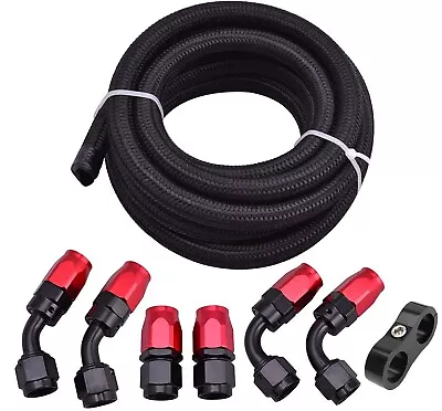 Fuel Line Hose 10AN AN10 Fitting Kit Braided Nylon Stainless Steel Oil Gas 10ft • $50.99