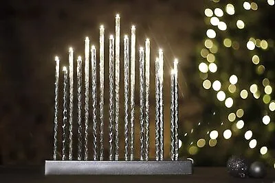 Christmas Silver Twisted Pipe Tube Candle Bridge Decoration Light Up Arch 17 LED • £16.99