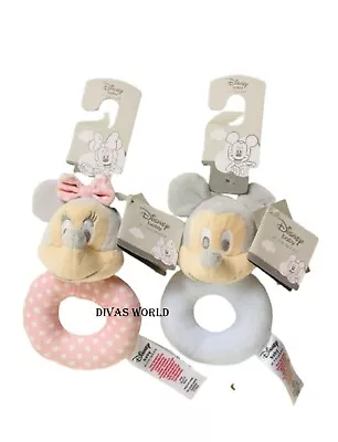 Disney Mickey / Minnie Plush Ring Rattle Baby Stacking Stuffed Toys Gift Primark • £12.84