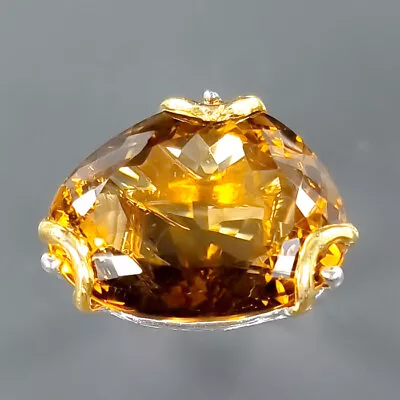 Vintage Jewelry 34 Ct Citrine Quartz Ring 925 Sterling Silver Size 8 /R341341 • $22.99