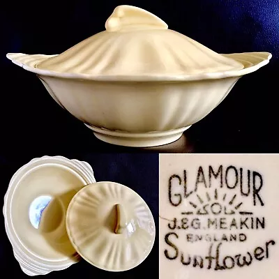 Antique J & G Meakin Pottery “Glamour Sunflower” Lidded Tureen (10”/26cm 900g) • £125