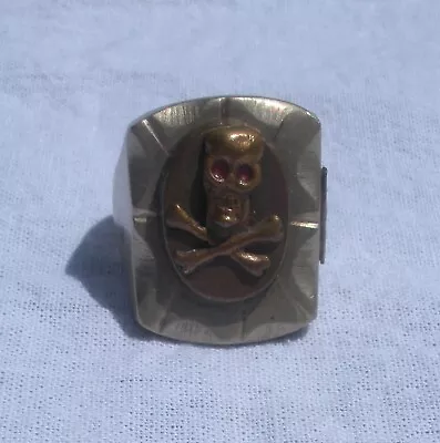 Vintage MEXICO BIKER RING Skull And Cross Bones Sz 12 • $355