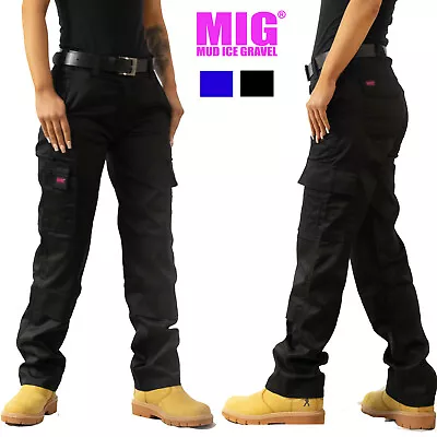 Ladies & Womens MIG Cargo Combat Work Trousers Size 6 To 22 & Knee Pads Pockets • £17.95