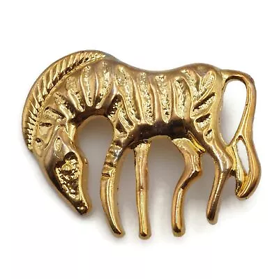 Gold Tone Smooth And Textured Zebra Brooch Scarf Lapel Pin 1.57 Inch • $16.99