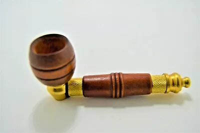 Metal Smoking Pipe Brass Wood Bowl Wooden Hand Herb Pipes Glass  5 Brass Screens • $17.99