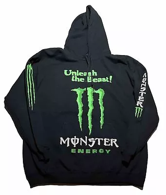 Vintage Monster Energy Hoodie Black Green Y2K Mens Large Grunge AJ7 • $50