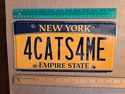 License Plate New York Vanity: 4 CATS 4 ME Four Cats For Me Meow X 4 • $37.49