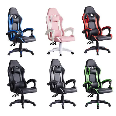 Faux Leather Racing Gaming Chair Swivel Office Gamer Desk Chair Adjustable New • £59.99