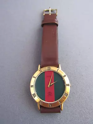 Authentic Gucci Brown Leather Band Mens Wristwatch • $66