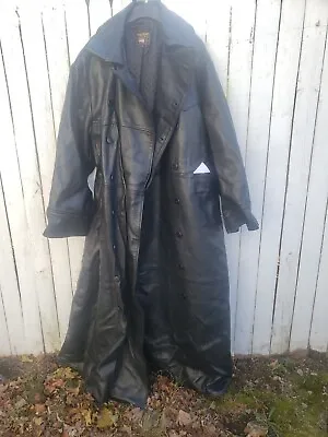 NEW Vanson Black FULL LENGTH Leather Jacket Size 62 Men Authentic Boston Ma  • $499