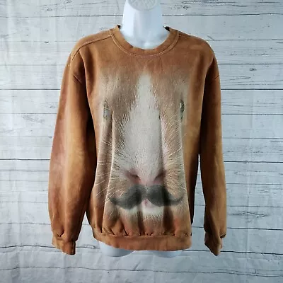 The Mountain Womens Sweatshirt Sz Medium Brown Hamster With Mustache • $24.29