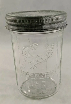 $17.24 • Buy Ball Freezer Jar Clear Glass With Zinc Lid Cap Embossed Stippled C-17 Vintage