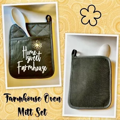 Farmhouse “Home Sweet Farmhouse”Kitchen Oven Mitt Baking Set • £12.53