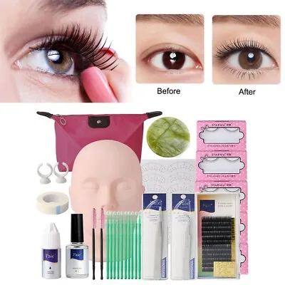 Makeup Practice Lash Starter Eyelash Extension Face Mannequin Training Head Kit • $18.98