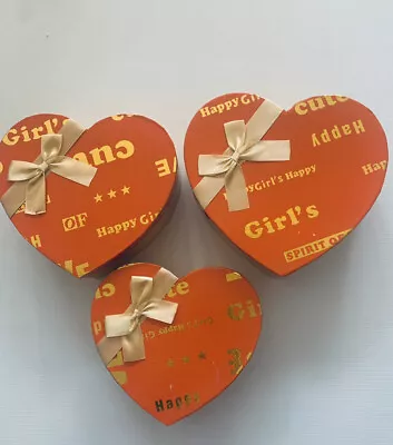 New Black Apple Love Heart Nesting 3 GIFT BOX SET  Orange Gold Trinket Stacking • $25.99