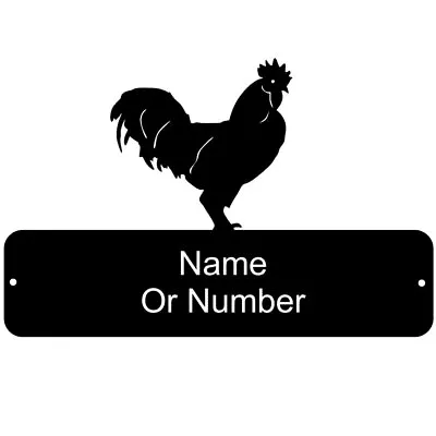 Ayam Cemani Cockerel Rectangular Gate Plaque - Outdoor Garden Fence Sign • £29.99