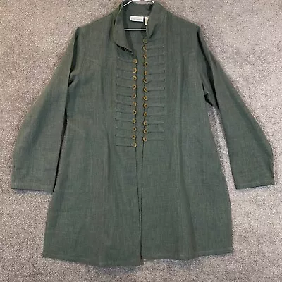 Soft Surroundings Sheffield Jacket Womens Size Large Green Long Military Blazer • $49.99